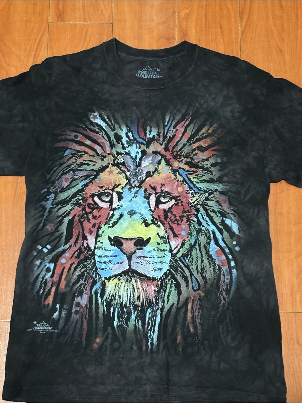 The Mountain Black Tee with Multicolor Lion Graphic
